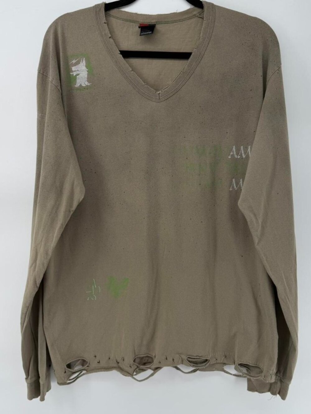 VTG Diesel Distressed Long Sleeve Shirt XXL Green Made in Greece Grunge Y2K Rare